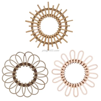 

Rattan Round Makeup Mirror Innovative Art Decoration Dressing Bathroom Wall Hanging Mirrors Crafts