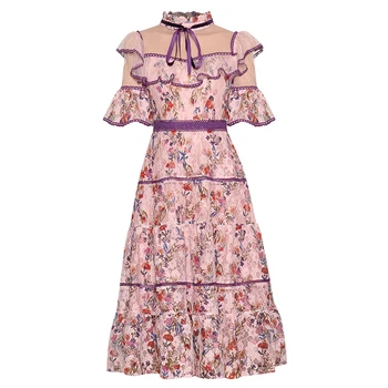 

2020 new arrvive Mesh short sleeve big swing women summer dress