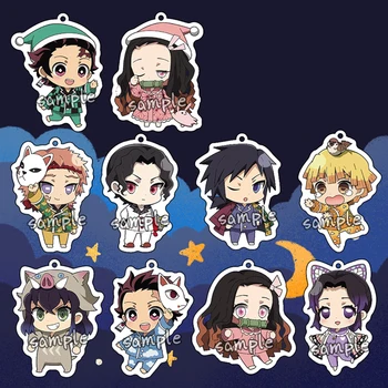 

Anime Demon Slayer Kimetsu no Yaiba Rengoku Kyoujurou Sleepwear Acrylic Figure Keychain Key rings Charm Bag Pendants Cosplay