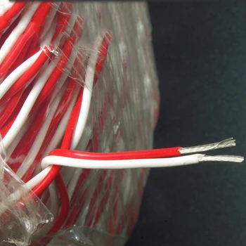 

Audio Line Telflon silver-plated wire twisted pair outer diameter 1.9MM red white Connecting electric Line for Speakers