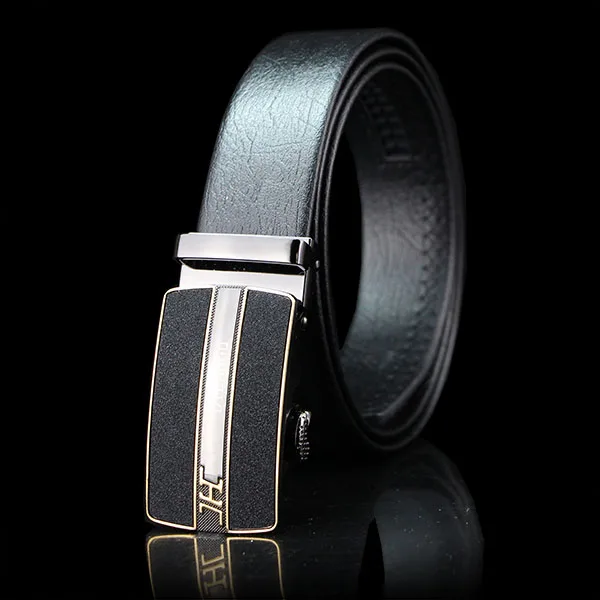 P-755-YW Hi-Tie, автоматическая пряжка, натуральная кожа, ремни для мужчин, черный, деловой, черный ремень для мужчин, пояс ковбой, джинсы, ремень, Ширина 3,5 см - Цвет: P-755-YW