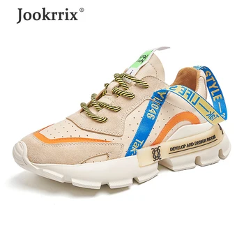 

Jookrrix 2020 Women Summer Fashion Comfortable Shoes Female Genuine Leather Sneakers Lady Increased 5cm Chunky Shoes ZD2700