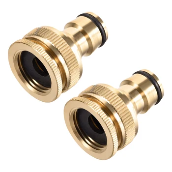 

uxcell 2pcs Brass Faucet Tap Quick Connector G1/2 G3/4 Hose Pipe Fitting 39 x 28 mm for Garden Hoses,Camper,Faucet