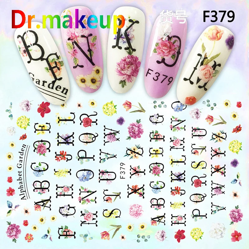 Dr. makeup DIY ins горячая Распродажа переводные наклейки с водой 3D Цветы Алфавит узор в
