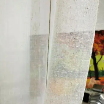 

Nature Linen retro Stripe white Home decorative European style Sheer window Curtain rod pocket Grommet for living room bedroom
