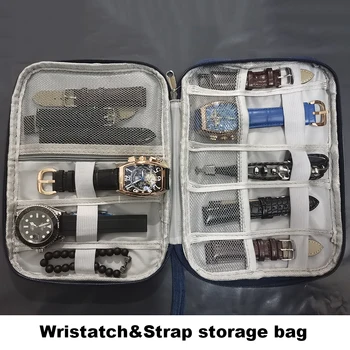 

Multifunction Portable Watch Strap Organizer Watch Band Box Storage Bag Watchband Holder Watch Travel Case Pouch Gray Black