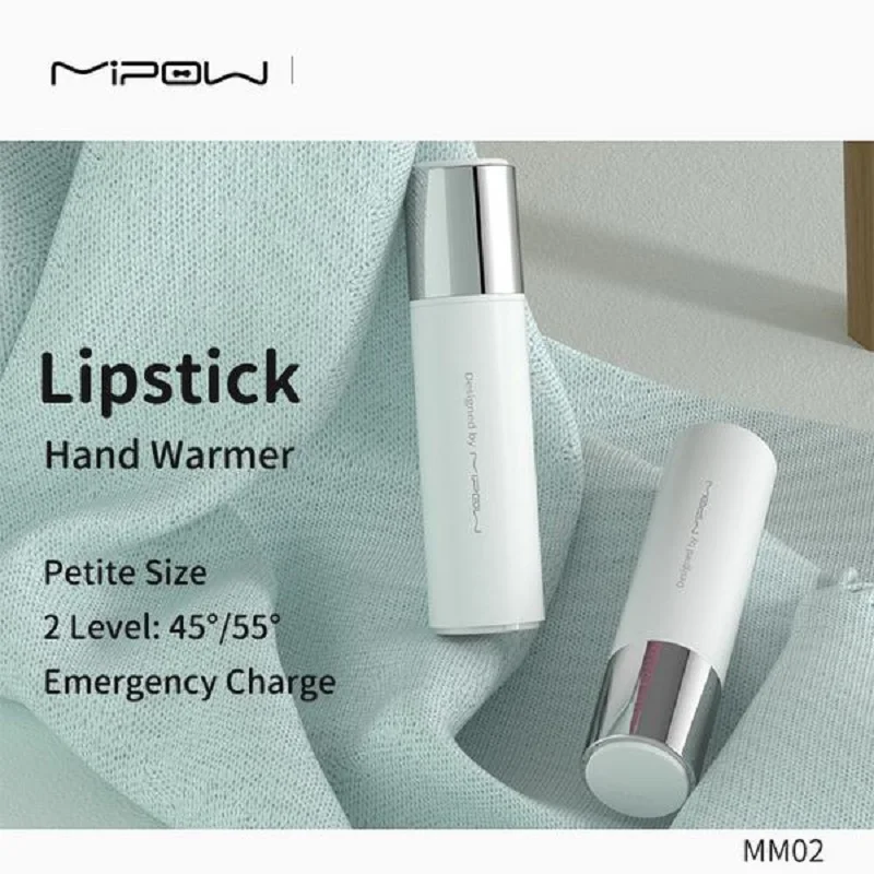 

MIPOW Power Bank Mini Electric Lipstick Hand-Warmer With lanyard USB Rechargeable Winter Heater Household Travel Handy Warming