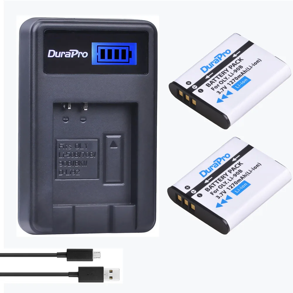 Batteria Durapro Li-90B Li-92B Con Caricabatterie Lcd Per Olympus Tough Tg-4 Tg-6 Tg-5 Tg-2 Tg-1 Ihs Sh-1 Sh-2 Sh-60 Sh-50 Ihs, Sp-100