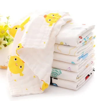 

100% Cotton baby towel Gauze Baby Face Towel Infant Cartoon Face Hand Bathing Towel Bibs Feeding Square handkerchief