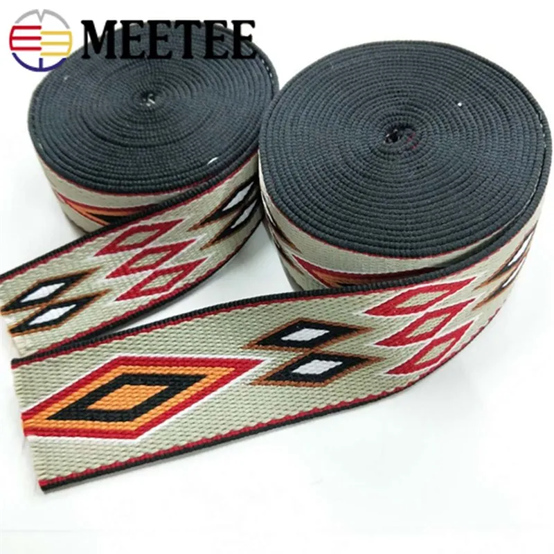 2Yard Meetee 38/50cm 2mm Thick Jacquard Ribbon Nylon Webbing for Bag Strap Belt Tape DIY Clothes Bias Binding Sewing Accessories