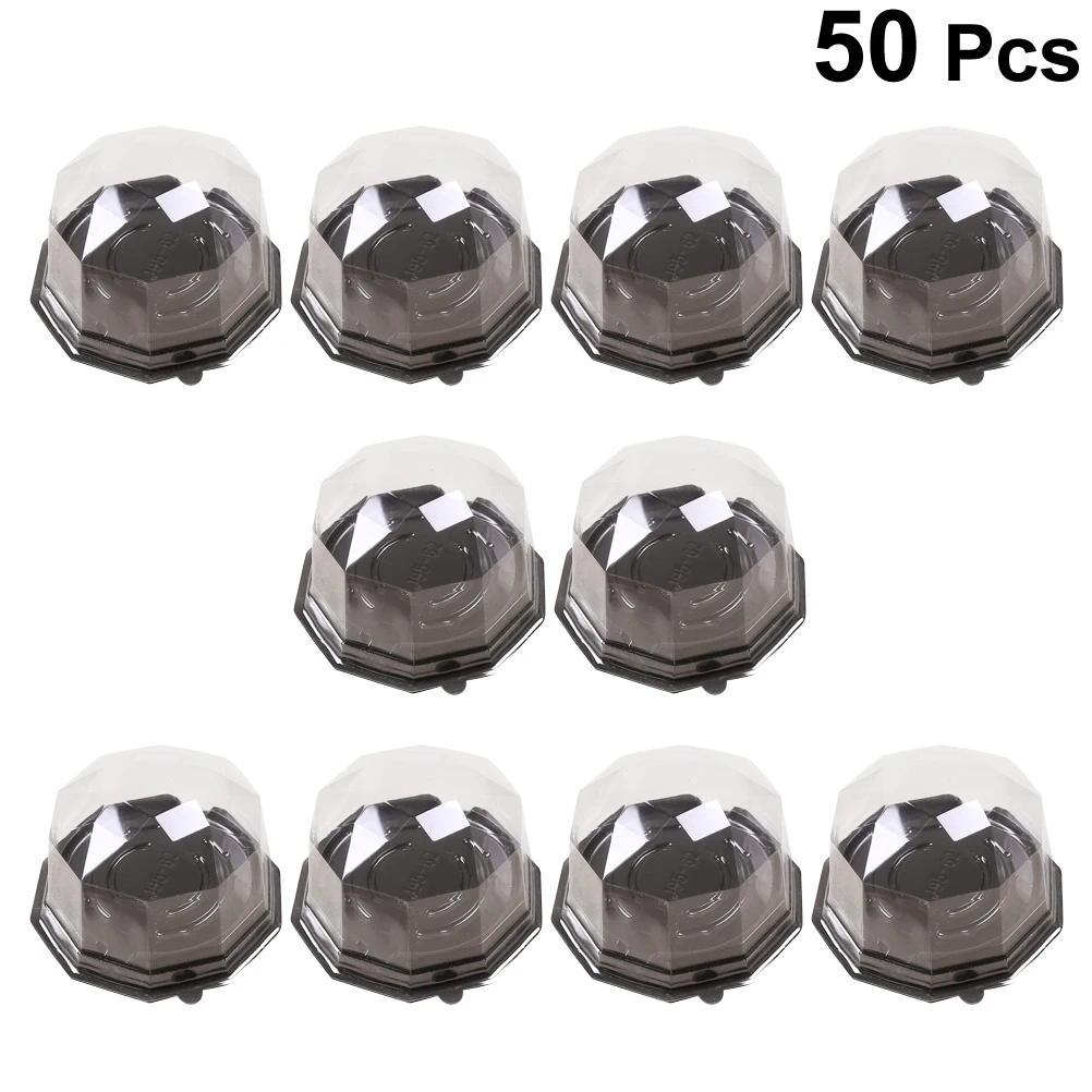 100/50PCS Clear Plastic Small Cake Pastries Boxes Cases Disposable Transparent Cupcake Muffin Holders Cups for Puff Moon Cake - Цвет: 50PCS