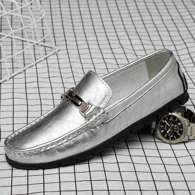 

Men Shoes Genuine Leather Mens Loafers slip on Black Italian style loafers Luxury Designer slip on flats Moccasins Men shoes a4