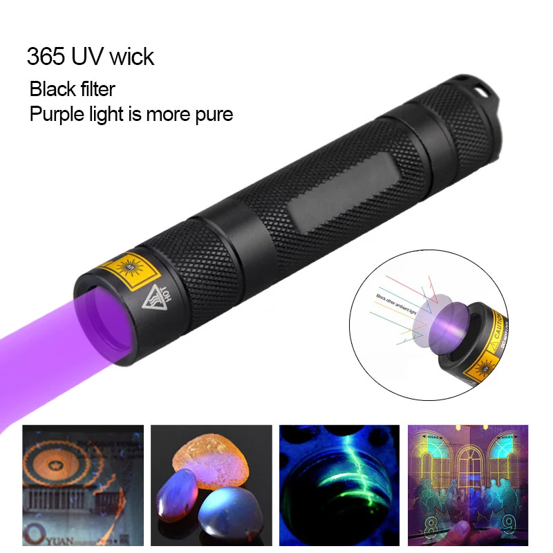only flashlight УФ светодиодный фонарик 365 нм Ультрафиолетовый фонарь IP65 Водонепроницаемый Невидимый фонарь для домашних животных, охотничий маркер для проверки - Испускаемый цвет: only flashlight