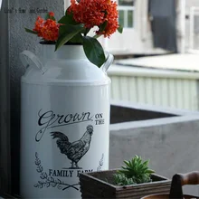 Кремовый высушенный цветок дисплей Металлический кувшин ваза