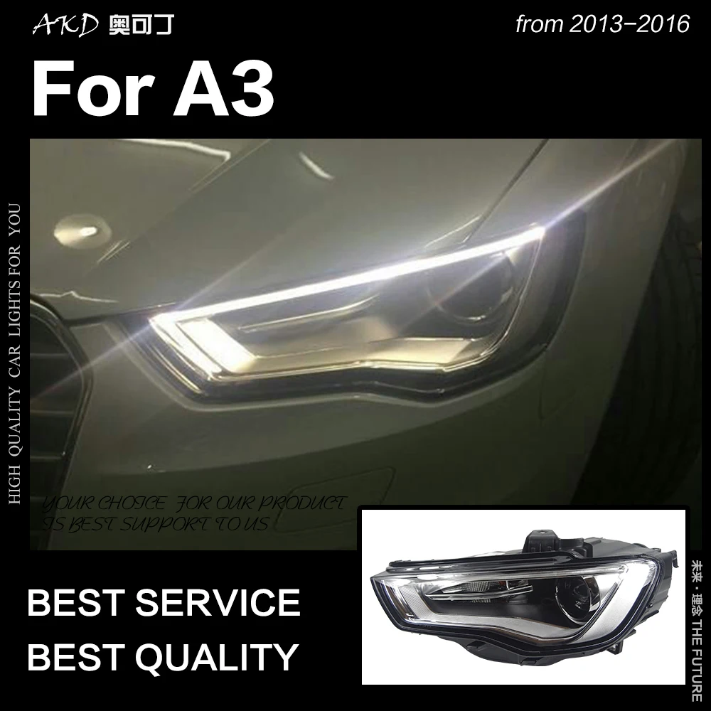 AKD автостайлинг для A3 фар 2013 2016 обновленный S3 все светодиодный ные фары DRL Hid