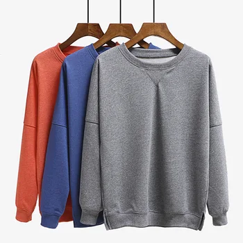 

2020 Casual Women Hoodies Sweatshirt Autumn Solid Color Black Long Sleeve Hoodies