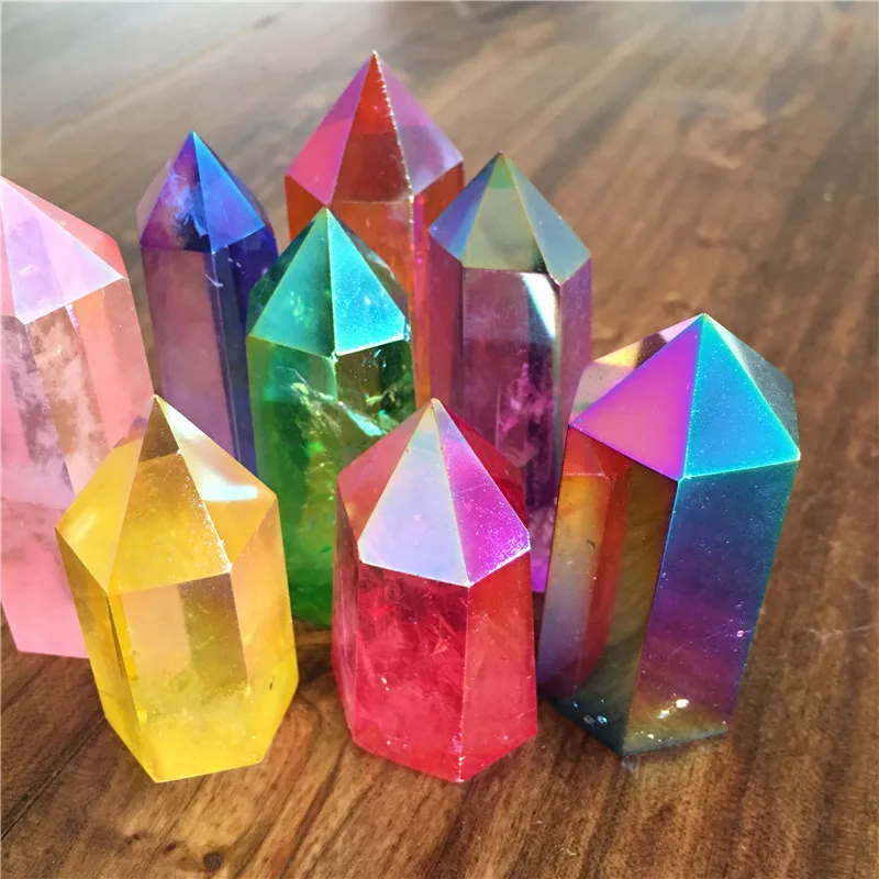 rainbows!8.4 /'/' Natural clear black tourmaline rutilated Quartz Crystal Obelisk Wand Point crystal Healing-B62