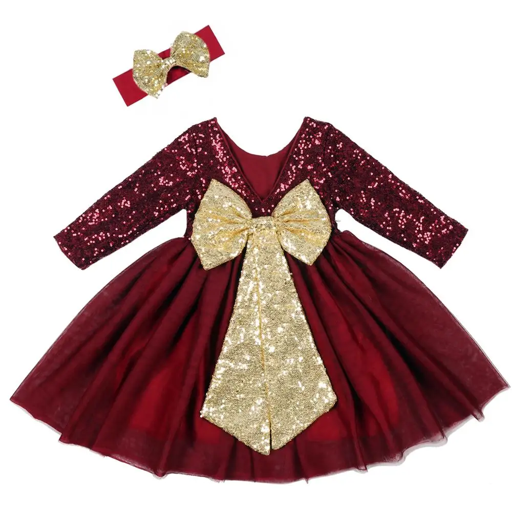 Baby Long Sleeve Winter Autumn Dress Flower Girl Wedding New Fashion Girls Sequin Tutu Party Birthday | Детская одежда и обувь