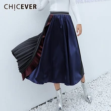 CHICEVER Корейская юбка с оборками хит цвета Женская туника с высокой талией нерегулярные плиссированные юбки Женская Весенняя модная одежда Новинка