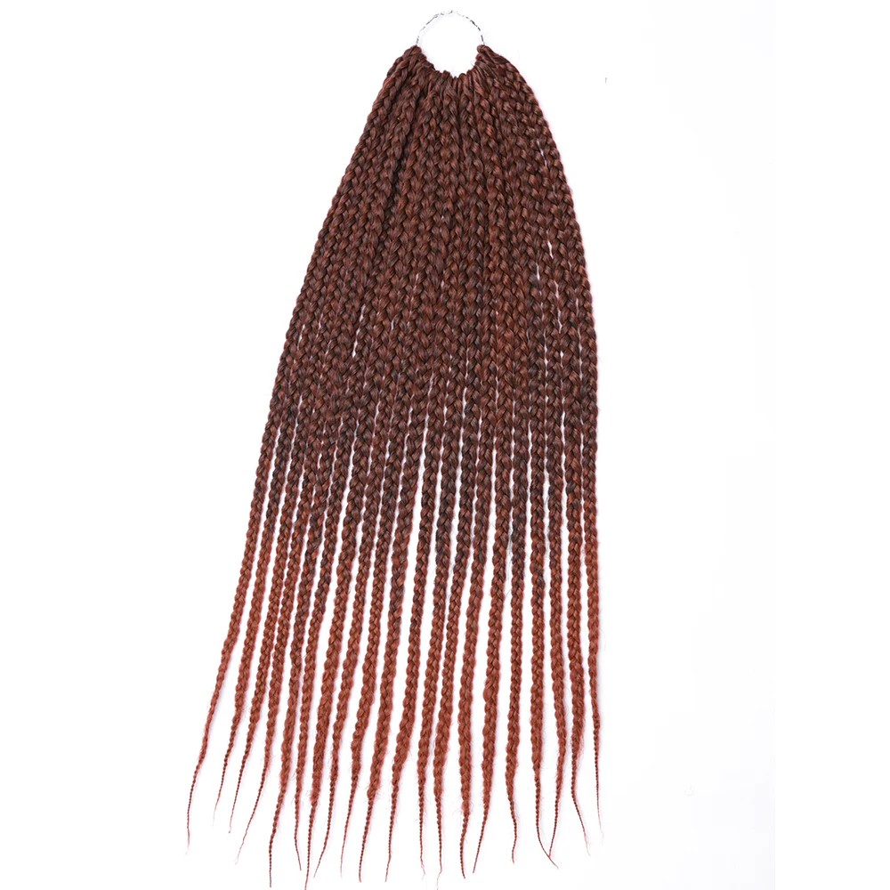 Box Braids Crochet Hair Ombre Synthetic Braiding Hair Extensions Crochet Braids Hair for African Braids Brown for Black Women 4