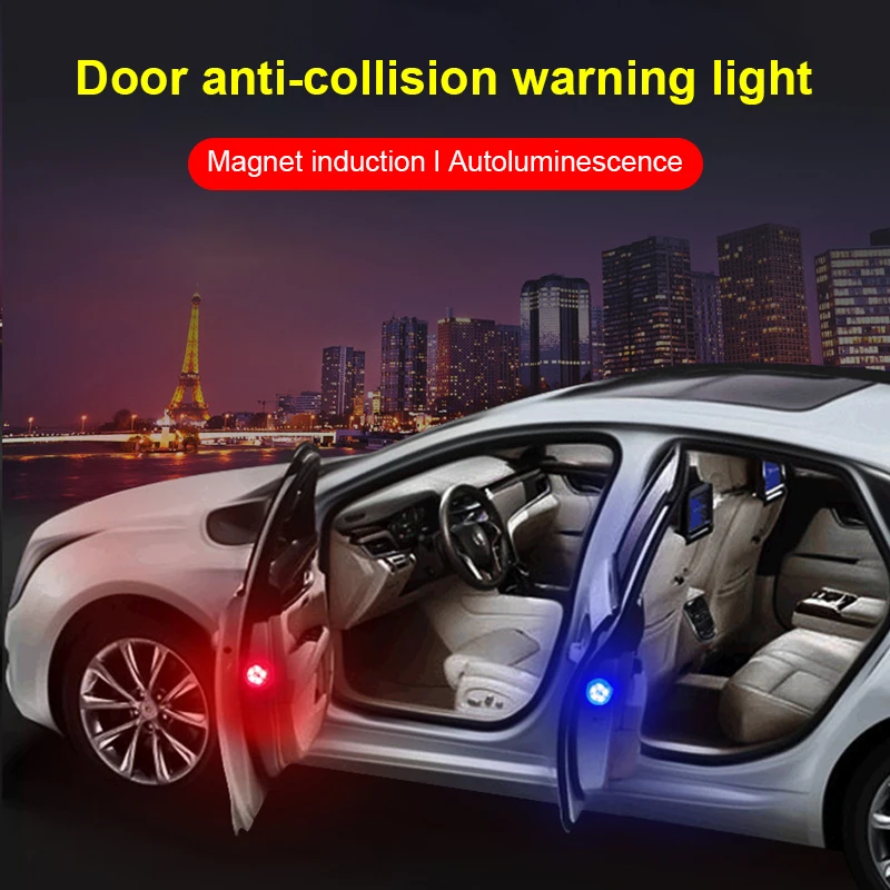 

1 Pairs Wireless Magnetic Car Opening Door Safety Warning Light LED Strobe Flashing Collinsion Indicator Lights Signal Lamp
