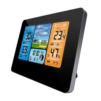 

Moon Phase LCD Digital Multi-function Daily Alarm Wireless Weather Clock Table Humidity With Outdoor Sensor USB Rechargeable