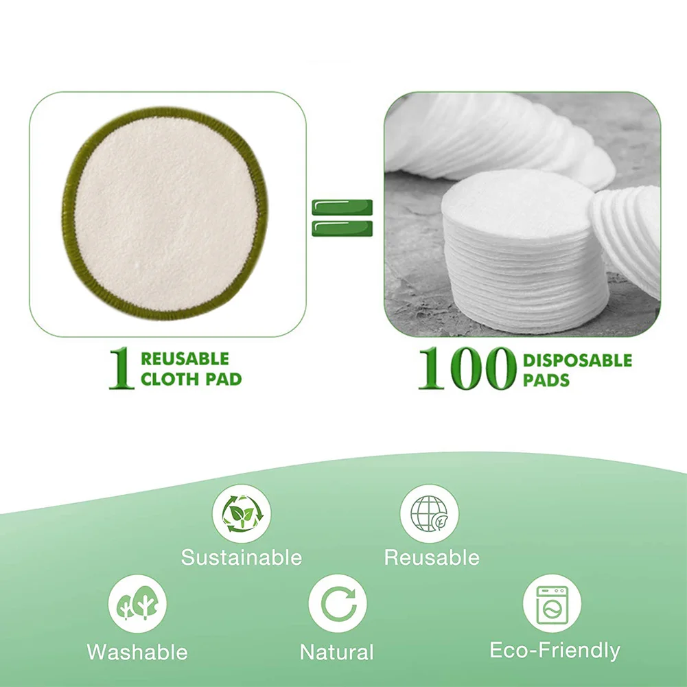 

Reusable Bamboo Makeup Remover Pads 4/8pcs Washable Rounds Cleansing Facial Cotton Make Up Removal Pads Tool