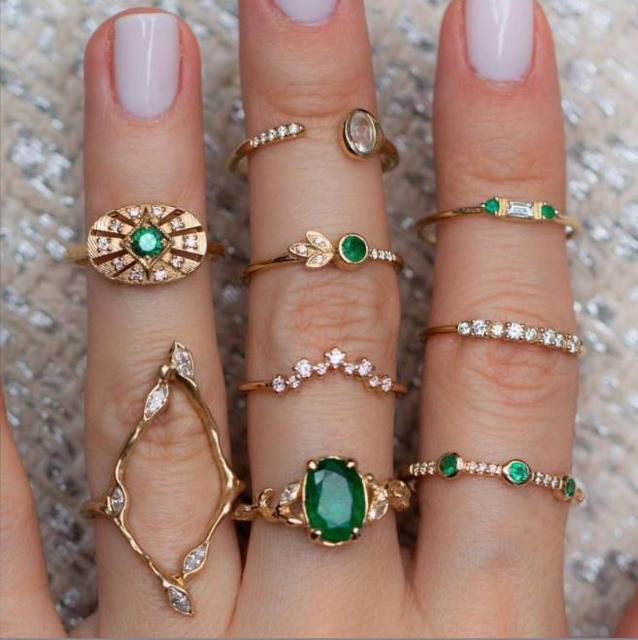 Gold Ring Set Teen Girls Matching Rings for Women Anillos Jewelry Sets Bague Femme Ringen Bohemian Heart Rings Woman