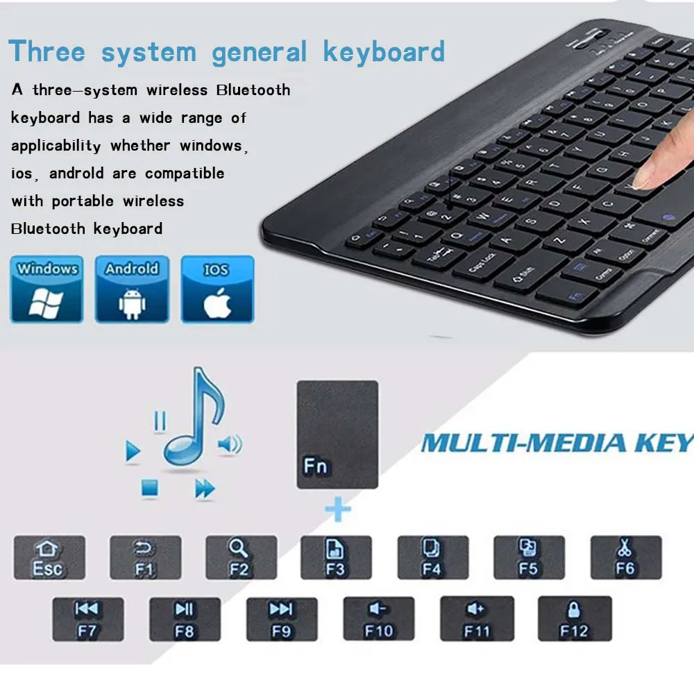 Wireless Bluetooth Keyboard For Lenovo Moto Tab/Tab E10/M10/P10/Yoga Book 10.1"/Tab3 10.1/Tab 4 10 Plus/Tab4 10" Tablet Keyboard