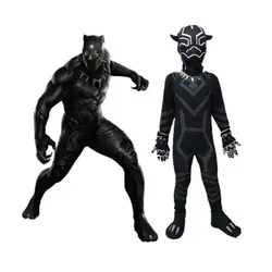 Черная пантера Косплэй костюмы на Хэллоуин Капитан Америка: Civil War Black Panther костюм для детей комбинезон