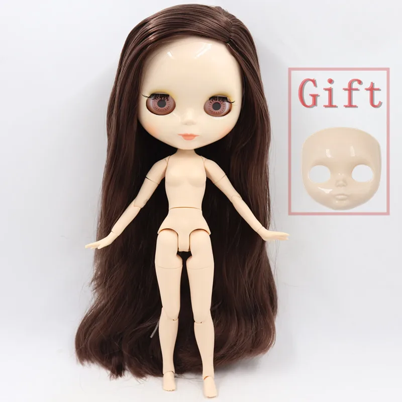 Ледяная фабрика Blyth кукла шарнир тело DIY BJD ледяные игрушки блестящее лицо белая кожа модные куклы Лицевая панель подарок - Цвет: Темный хаки