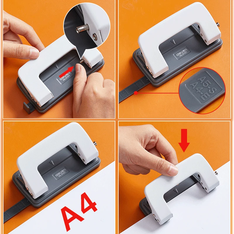 M&g 6mm Diameter Can Use 10 Pages Two Hole Standard Puncher Paper Punch  Punching Machine With Ruler Random Color Abs92646 - Hole Punch - AliExpress