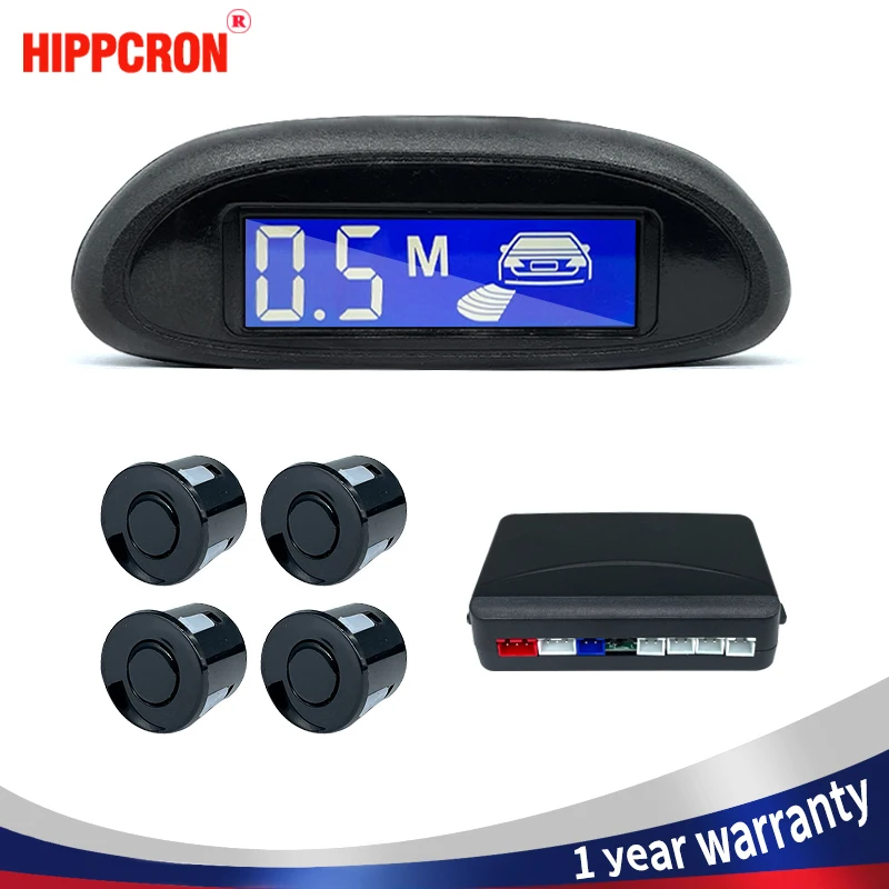 Hippcron Sensor de aparcamiento de coche con Auto Parktronic inversa LED Monitor 4 sensores Radar Detector de sistema de retroiluminación de la pantalla