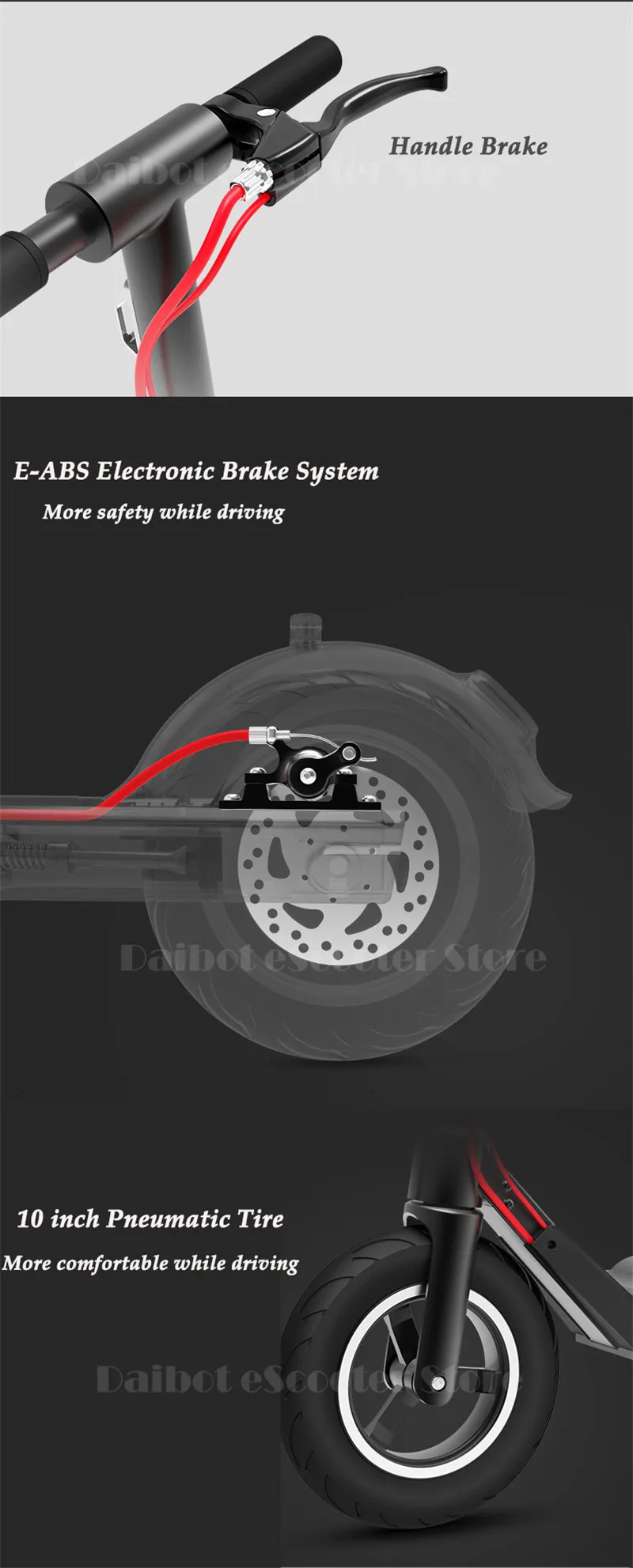 Daibot Electric Scooter 350W Two Wheel 10 Inch 36V Foot Control Acceleration Portable Foldable Electric Skateboard For Adults    (1)
