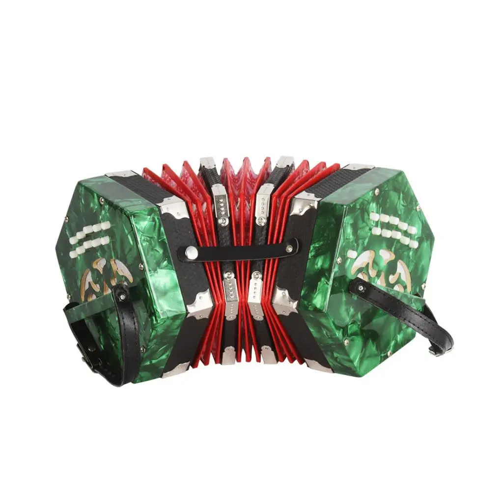 Зеленый 20 пуговиц concertina аккордеон с сумкой для раннего обучения детей - Цвет: Зеленый