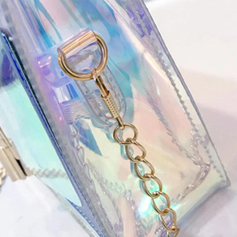 Fashion Women Colorful Jelly Shoulder Bag Girl Laser Holographic Transparent Handbag Crossbody Messenger Bags Mini Tote SS0424 (4)