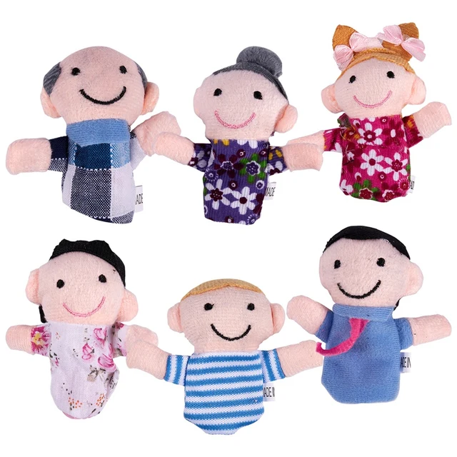 SODIAL(R) Cute 6Pcs Family Finger Puppets - People Includes Mom, Dad, Grandpa, Grandma, Brother, Sister Free Cable Tie 1