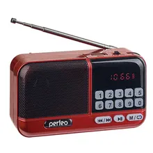 Perfeo радиоприемник цифровой ASPEN FM+ 87.5-108МГц/ MP3/ питание USB или 18650/ красный (i20))