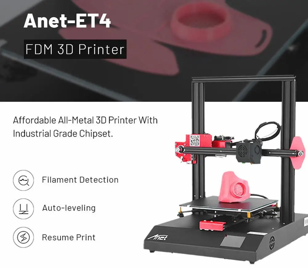 EUUS Shipping Anet ET4 3D Printer All-Metal Frame Auto Leveling 2.8 Touch Screen 3D Printer DIY Kit 220220250mm (22)