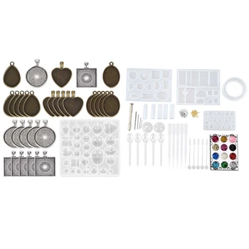 

114 Pcs for Diy Jewelry Craft Making :83 Pcs Silicone Casting Molds and Tools Set with a Black Storage Bag & 30 Pcs 5 Styles Pen