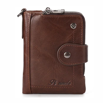 

Anti-thief Money Clutch Bag Mini Zipper Causal Male Coin Pocket Men Credit/ID Cards Holder Genuine Leather Wallet Short Purse