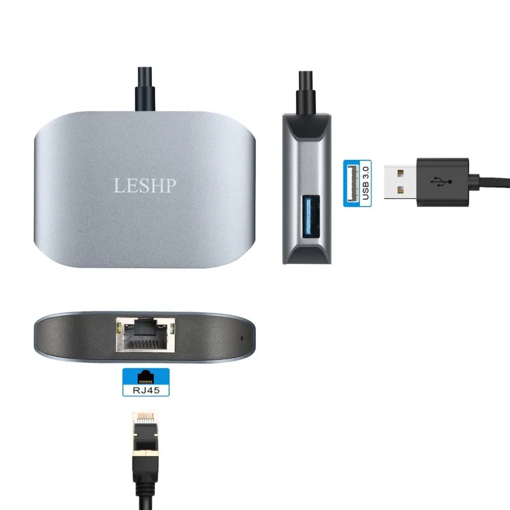 Тип C USB-C к Gigabit Ethernet и USB 3,0 преобразователь концентратора кабель адаптер RJ45 10/100/1000 Мбит/с LAN сетевой порт type-C устройство