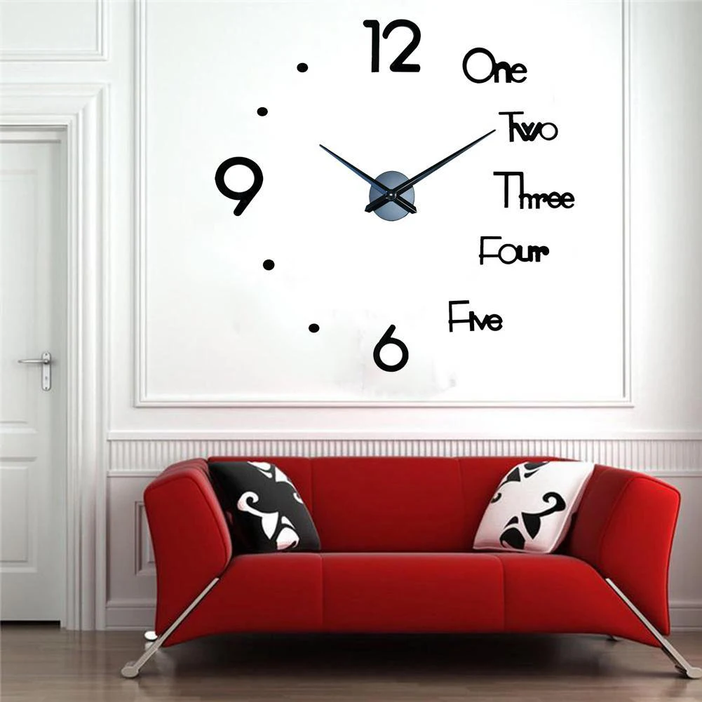 3D Frameless Wall Clock Stickers Modern Style Self-adhesive Mirror Surface Home Decor for Living Room Bedroom