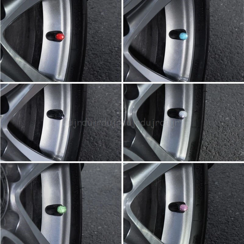 4pcs/set Car Tire Valve Caps Shining Rhinestone Dustproof Covers Universal DIY N01 19 Dropship