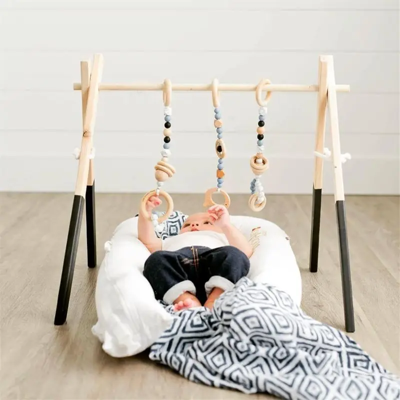 Детский спортивный зал в скандинавском стиле, детская сенсорная игрушка с кольцом, деревянная рама для младенцев