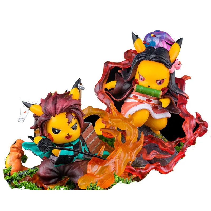 NEW Pikachu Cosplay Venom Carnage Model Anime figure Q version Demon Slayer Agatsuma Zenitsu Hashibira Inosuke Figures Toys Gift | Игрушки и