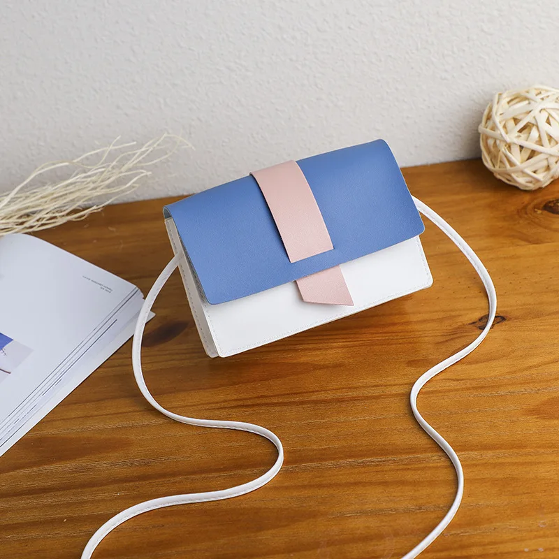 

Contrast Color Bag Women's 2019 New Style Fashion Versatile Delicacy Square Sling Bag Fashion GIRL'S Oblique Bag Students Mobile