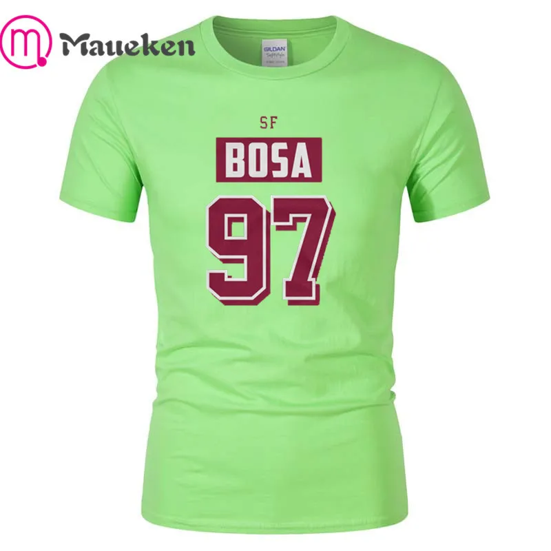 Nick Bosa San Francisco 97 футболка мужская с коротким рукавом хлопок o-образный вырез футболки для фанатов подарок - Цвет: LIGHT GREEN