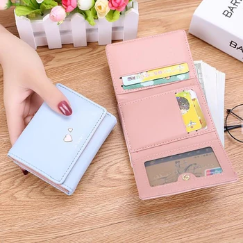 

Women Wallet Fashion Three-fold Wallet With Various Small Hearts Pattern Small Flash Large Capacity Coins Short Purse For Women