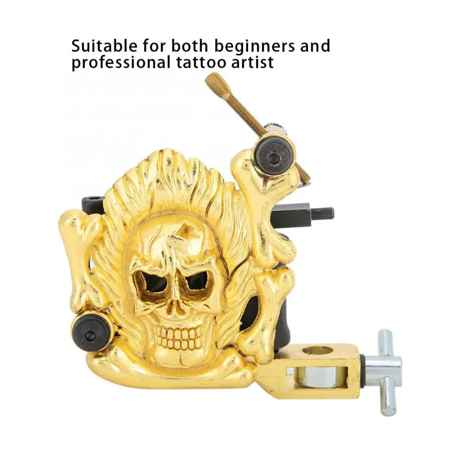 Tattoo Pen Skull Pattern Alloy Coil Tattoo Machine Strong Motor Liner Shader Tattoo Machine Gun Gold Tattoo Gun Tattoo Parts